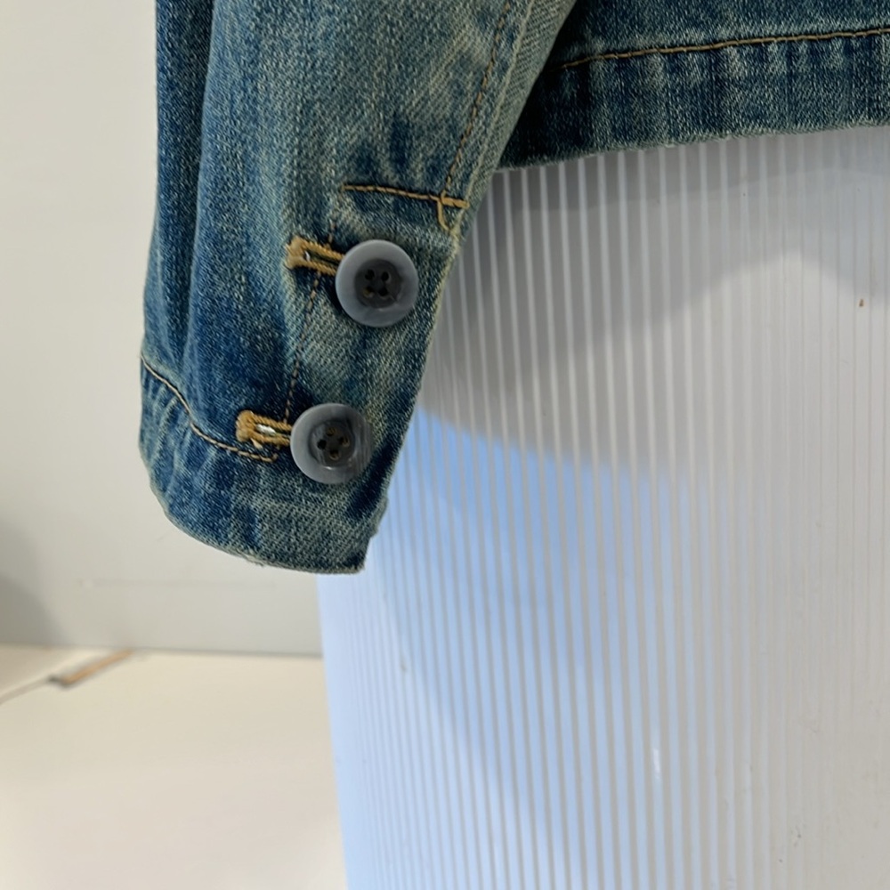 Gap long sleeve 100% cotton denim blazer single button from pocket fitted SZ L - Picture 4 of 16